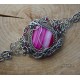 Bransoletka agat różowy, wire wrapping