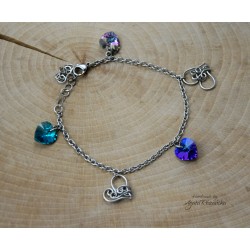 Bransoletka Swarovski Xilion Heart Peridot AB, wire wrapping