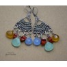 Kolczyki boho, jadeit, chalcedon, karneol, peridot, wire wrapping, stal chirurgiczna