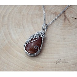 Wisiorek Kamień słoneczny, wire wrapping