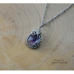 Wisiorek kryształ Swarovski Tanzanite, wire wrapping, stal chirurgiczna