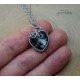 Wisiorek serce Swarovski Silver Night, wire wrapping, stal chirurgiczna