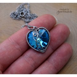 Wisiorek serce Swarovski Bermuda Blue