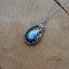 Wisiorek z labradorytem ze stali chirurgicznej , wire wrapping