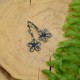 Kolczyki kwiaty z niebieskimi agatami brazylijskimi, wire wrapping