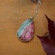 Zielono różowy agat z kryształem, drzewo życia, wire wrapping