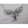 Naszyjnik z Ametystem zielonym, wire wrapping
