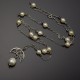 Długi naszyjnik z perłami z kiężycem, wire wrapping, perły