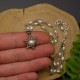Krótki naszyjnik z perłami ze stali chirurgicznej, słońce wire wrapping, perły