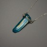 Naszyjnik minimalistyczny talizman kwarc Aqua Aura kryształ wire wrapping
