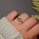 Mini pierścionek regulowany zielony labradoryt
