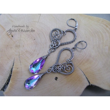 Kolczyki serca Swarovski Crystal Vitrail Light