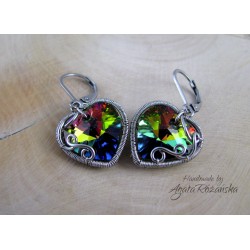 Kolczyki serca Swarovski Vitrail Medium, wire wrapping