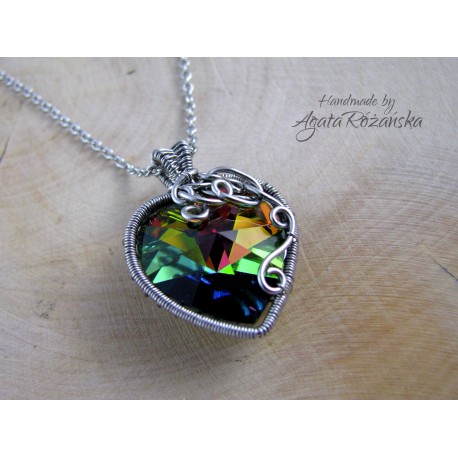 Kolczyki serca Swarovski Vitrail Medium, wire wrapping