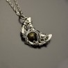 Wisiorek księżyc, półksiężyc, obsydian złocisty wire wrapping