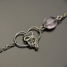 Bransoletka serce z różowym ametystem wire wrapping ametyst