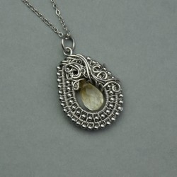 Wisiorek cytryn wire wrapping stal chirurgiczna