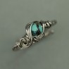 Mini pierścionek z turkusem, regulowany, wire wrapping