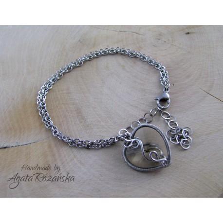 Bransoletka serce Swarovski, wire wrapping