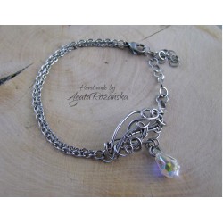 Bransoletka serce Swarovski, wire wrapping