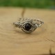 Mini pierścionek czarny agat regulowany, wire wrapping