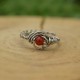 Mini pierścionek czerwony karneol regulowany, wire wrapping