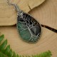 Wisior agat z zielonym kryształem drzewo życia wire wrapping
