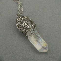 Wisiorek talizman kryształ Anielska Aura 17 wire wrapping