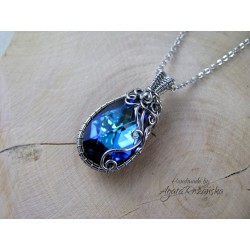 Wisiorek Swarovski Bermuda Blue, wire wrapping