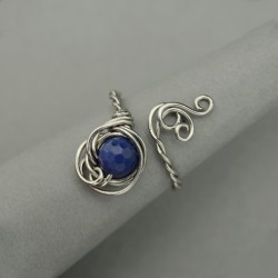 Niebieski pierścionek regulowany dumortieryt, wire wrapping