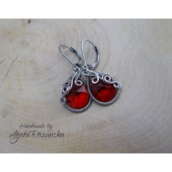 Kolczyki Swarovski Mini Pear Light Siam (czerwony)